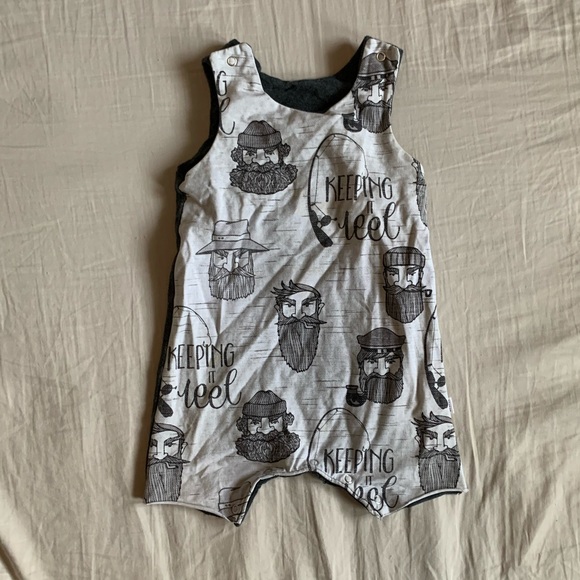 Canadian handmade “Keeping it Reel” short overalls - Picture 1 of 6